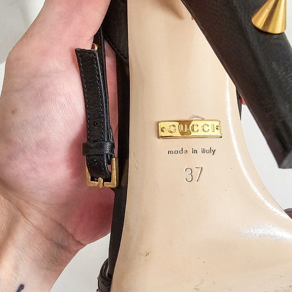 Gucci Wangy Crystal hand strappy high heel leather sandals size 37 - Picture 15 of 16